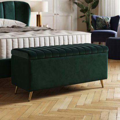 An Image of Starla Pleated Velvet End of Bed Ottoman