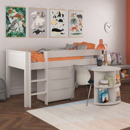 An Image of Stompa Classic Midsleeper With Pull Out Desk And 3 Drawer Chest