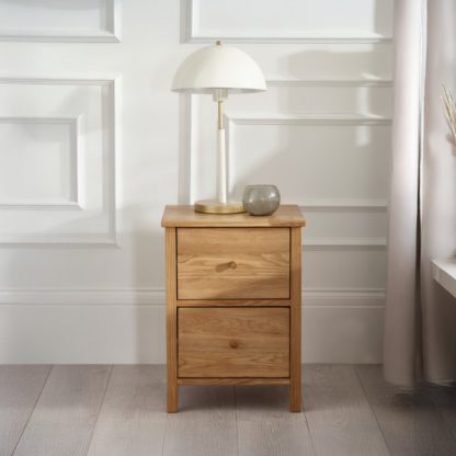 An Image of Coxmoor – 2-Drawer Bedside Table – Oak – Wooden - Happy Beds