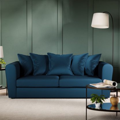 An Image of Return - Blake Curved Arm Opulent Velvet 3 Seater Sofa, Navy