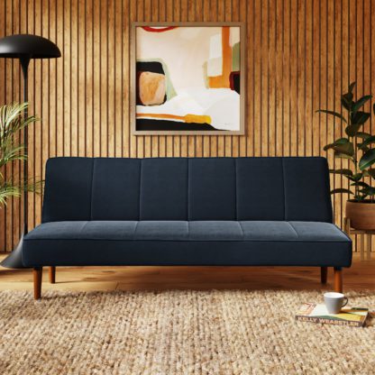 An Image of Niko Velvet Clic Clac Sofa Bed Ink (Blue)