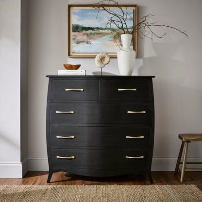 An Image of Keiko 5 Drawer Chest, Black Mango Wood