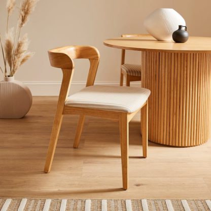 An Image of Melia Set of 2 Dining Chairs, Striped Fabric