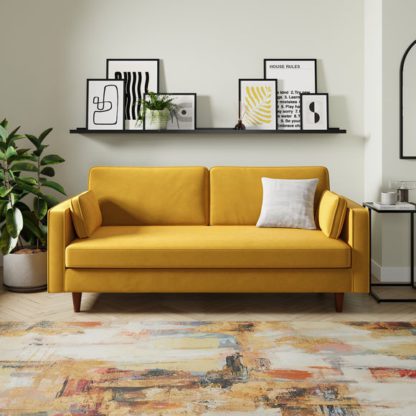 An Image of Zoe Plain Velvet 3 Seater Sofa