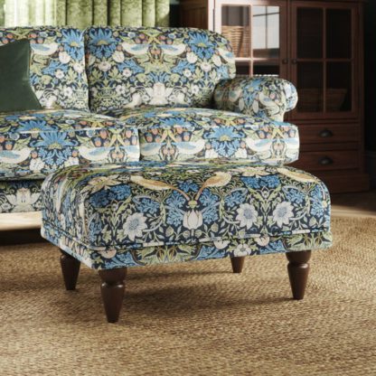 An Image of Jolene William Morris Strawberry Thief Print Velvet Footstool