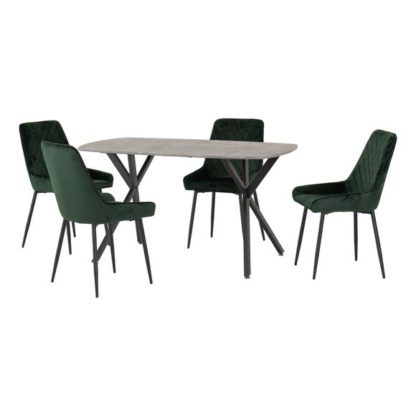 An Image of Athens Rectangular Dining Table with 4 Avery Chairs, Concrete Effect