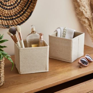 An Image of Set of 2 Small Square Linen Drawer Organisers