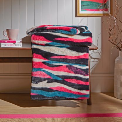 An Image of Zebra Fur Throw 130cm x 180cm Multicoloured