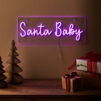 An Image of Santa Baby Neon Sign Pink