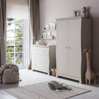 An Image of Little Acorns Celeste 3 Drawer Chest and Wardrobe Nursery Set Cashmere and Grey Ash