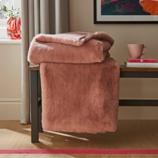 An Image of Silky Soft Faux Fur Throw Blush