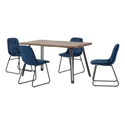 An Image of Quebec Wave Rectangular Dining Table with 4 Lukas Chairs