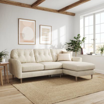 An Image of Sven Chunky Tonal Weave Large Corner Chaise Sofa