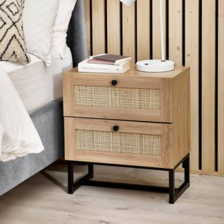 An Image of Return - Hollis 2 Drawer Bedside Table, Oak