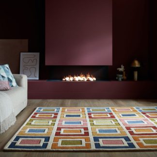 An Image of Retro Blocks Carved Wool Rug