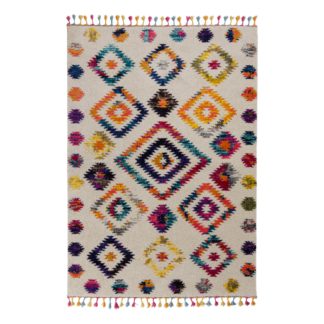 An Image of Zumra Berber Rug Pink, Blue and Yellow