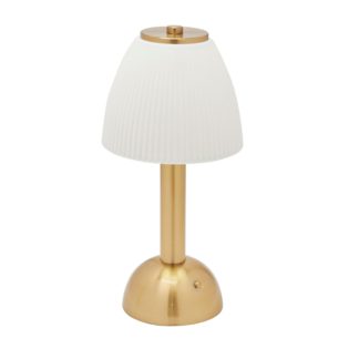 An Image of Hestia White Rechargeable Colour Changing LED Touch Table Lamp with Bronze Base Bronze