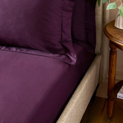 An Image of Dorma Premium Brushed Cotton Fitted Sheet Damson (Purple)