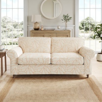 An Image of Flori Woven Leaf Fabric 3 Seater Sofa