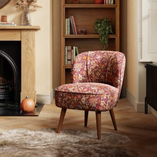 An Image of Elsie Ditsy Floral Print Woven Accent Chair Red