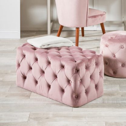 An Image of Seraphina Velvet Buttoned Ottoman