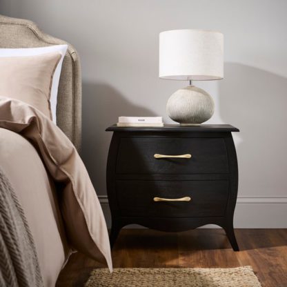 An Image of Keiko 2 Drawer Bedside Table, Black Mango Wood