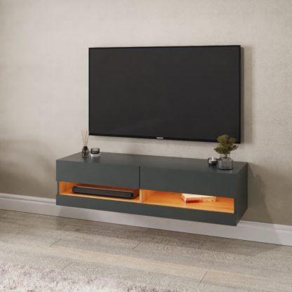 An Image of Delta 180cm Wall TV Unit with LEDs for TVs up to 80" Anthracite