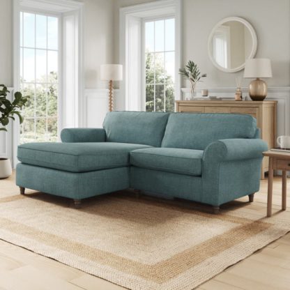 An Image of Flori Tonal Plush Chenille Corner Chaise Sofa