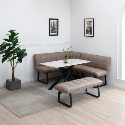 An Image of Indus Valley Aura Corner Dining Table and Bench Set