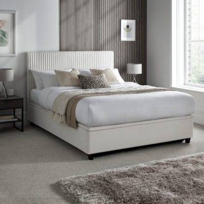 An Image of Avery - King Size - Ottoman Storage Bed - White - Fabric - 5ft - Happy Beds