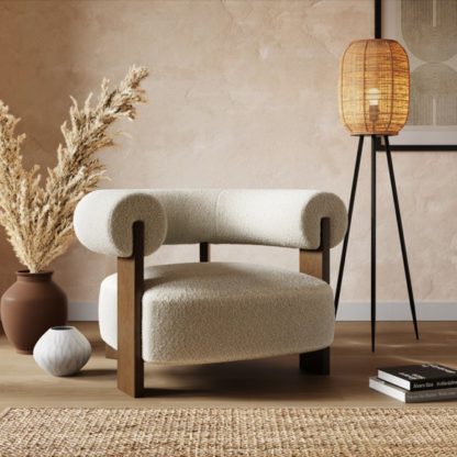 An Image of Fallon Tonal Boucle Bolster Accent Chair