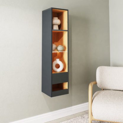 An Image of Return - Delta Tall Shelving Unit with LEDs, Anthracite