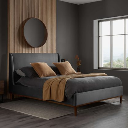 An Image of Lincoln Bed Frame, Velvet Grey