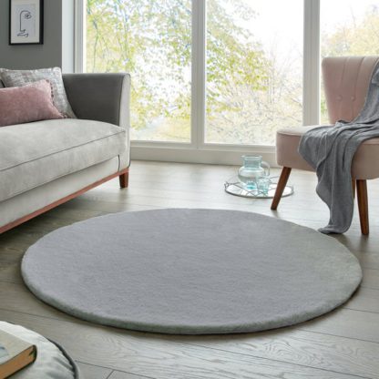 An Image of Faux Fur Supersoft Lush Round Rug