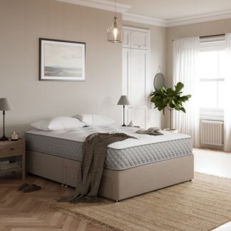 An Image of Fogarty Open Coil Memory Foam Mattress Divan Set, Faux Linen