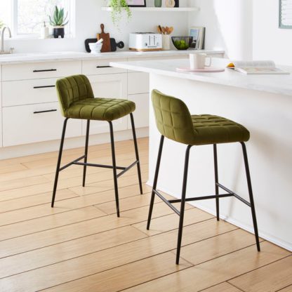 An Image of Caden Counter Height Bar Stool, Velvet