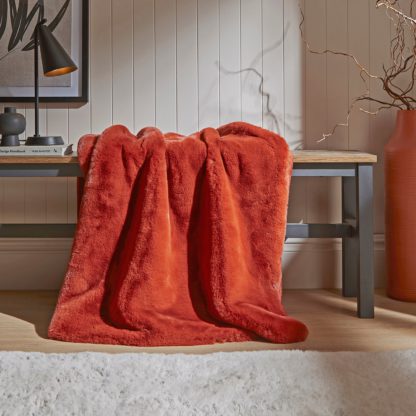 An Image of Silky Soft Faux Fur Throw Blush