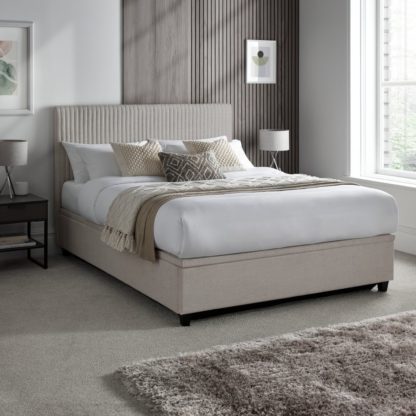 An Image of Avery - King Size - Ottoman Storage Bed - Grey - Fabric - 5ft - Happy Beds