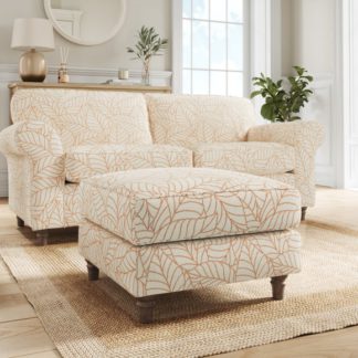 An Image of Flori Woven Leaf Fabric Footstool