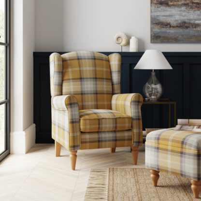 An Image of Oswald Check Wingback Armchair