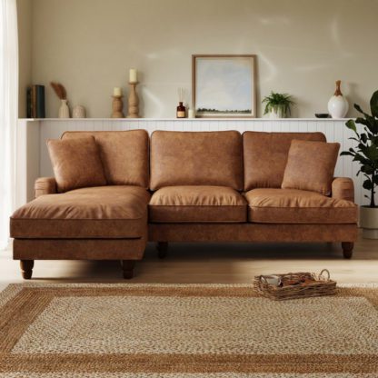 An Image of Beatrice Relaxed Faux Leather Corner Chaise Sofa