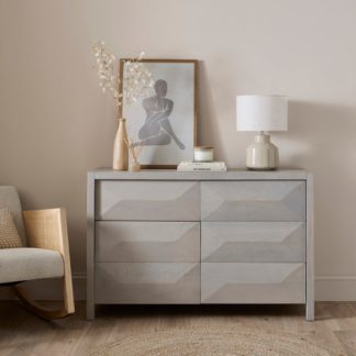 An Image of Watkins Grey Wash 6 Drawer Chest, Mango Wood