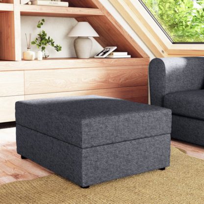 An Image of Rectangle Tonal Weave Storage Footstool