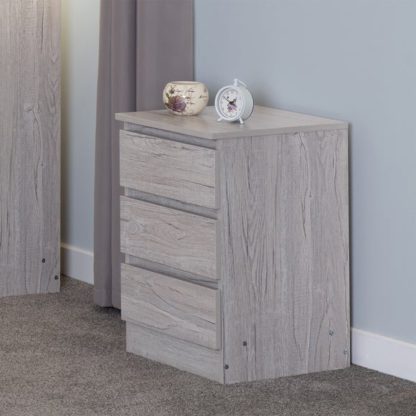 An Image of Walker 3 Drawer Bedside Table