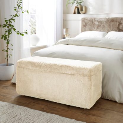 An Image of Elysia End of Bed Ottoman, Faux Fur