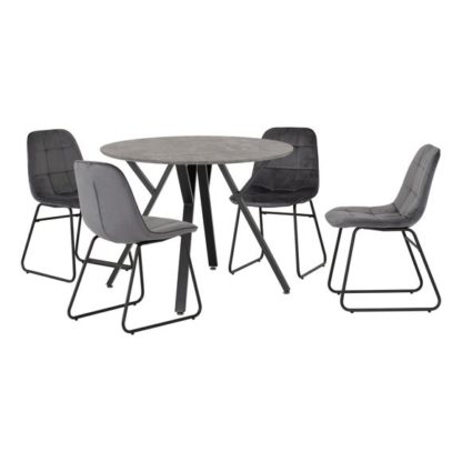 An Image of Athens Round Dining Table with 4 Lukas Chairs