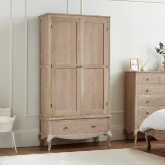 An Image of Camille - 2-Door 1-Drawer Combination Wardrobe - Oak - Wooden - Happy Beds