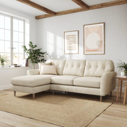 An Image of Sven Chunky Tonal Weave Large Corner Chaise Sofa