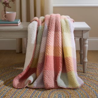 An Image of Sherpa Cosy Grid Throw with Contrast Stitch 130cm x 180cm Multicoloured