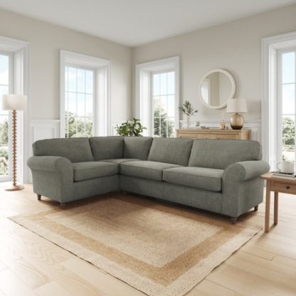 An Image of Flori Tonal Plush Chenille Corner Chaise Sofa